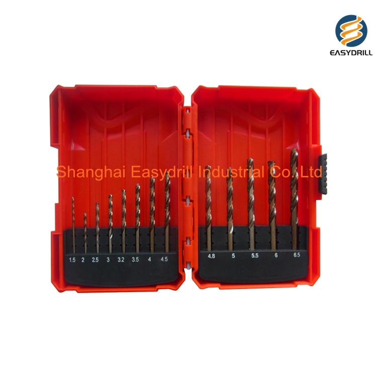 13PCS Metric HSS Drills DIN338 Polished Bright HSS Twist Drill Bit Set for Metal Stainless Steel Aluminium Drilling in Plastic Box (SED-DBS13-2)