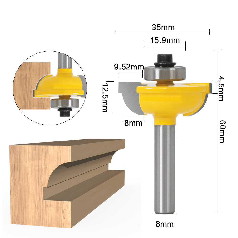 3 PCS Woodworking Milling Cutter Wood Router Bits Set with 8mm Shank (SED-RBS3-8S)