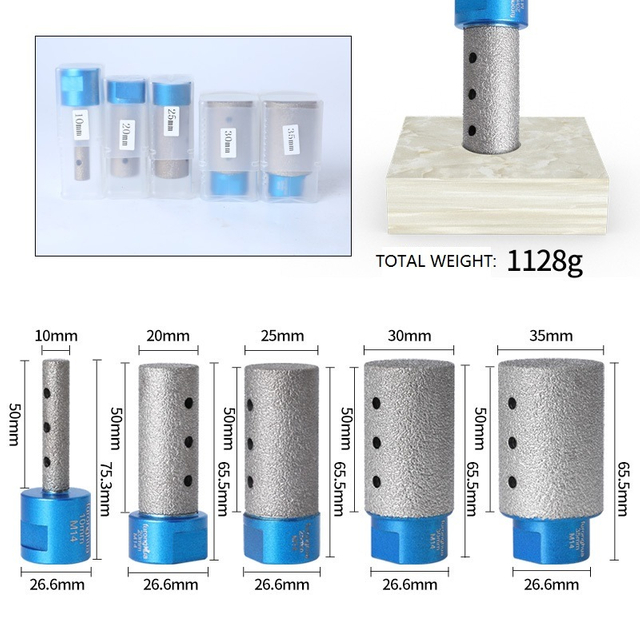 5PCS M14 Connetion vacuum Brazed Diamond Profile Router Bits Set with Straight Edge (SED-PRB-VM14S5)