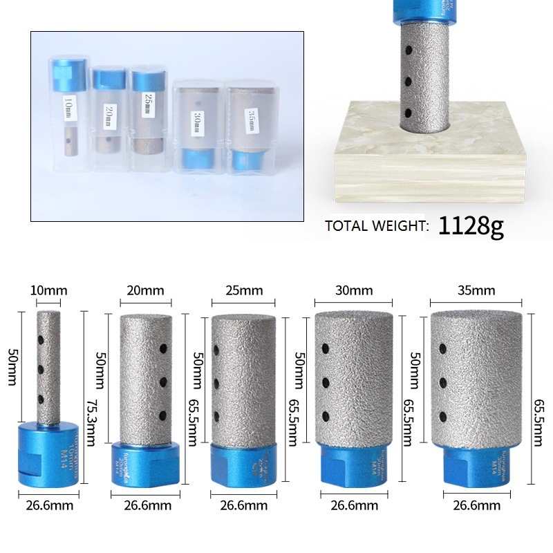 5PCS M14 Connetion vacuum Brazed Diamond Profile Router Bits Set with Straight Edge (SED-PRB-VM14S5)