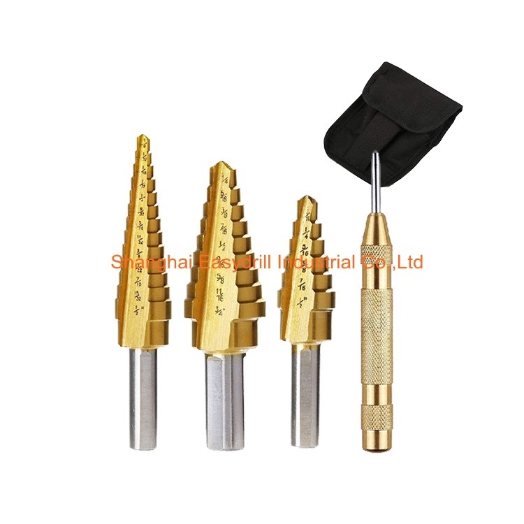 3PCS HSS Drills Set Metric Titanium HSS Conical Drill Bit for Tube and Sheet Drilling in Plastic Box (SED-SD3-SGT)
