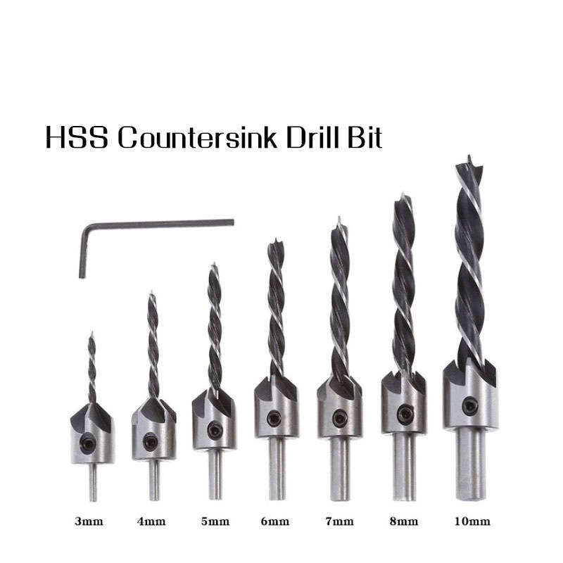7PCS HSS Countersink Drill Bits Set with Hex Wrench (SED-CSD-S7)
