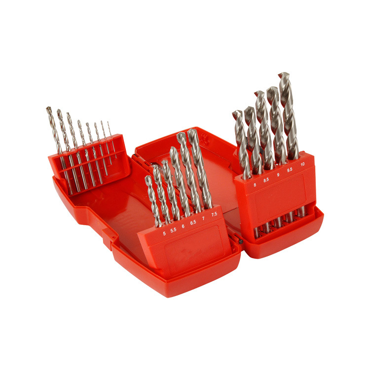 19PCS HSS Drills Set Metric Fully Ground Bright White HSS Cobalt Jobber HSS Twist Drill Bits Set in Metal Box (SED-DBS19-2)