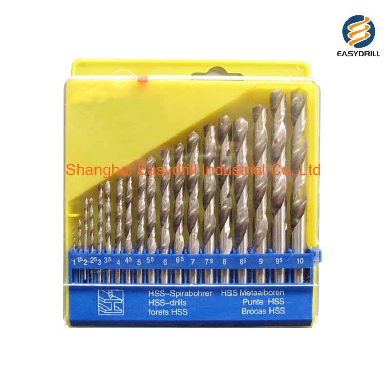 19 PCS HSS Drills Set Metric DIN338 Titanium HSS Twist Drill Bit Set for Metal Stainless Steel Aluminium Wood Drilling in Plastic Box (SED-DBS19-1)