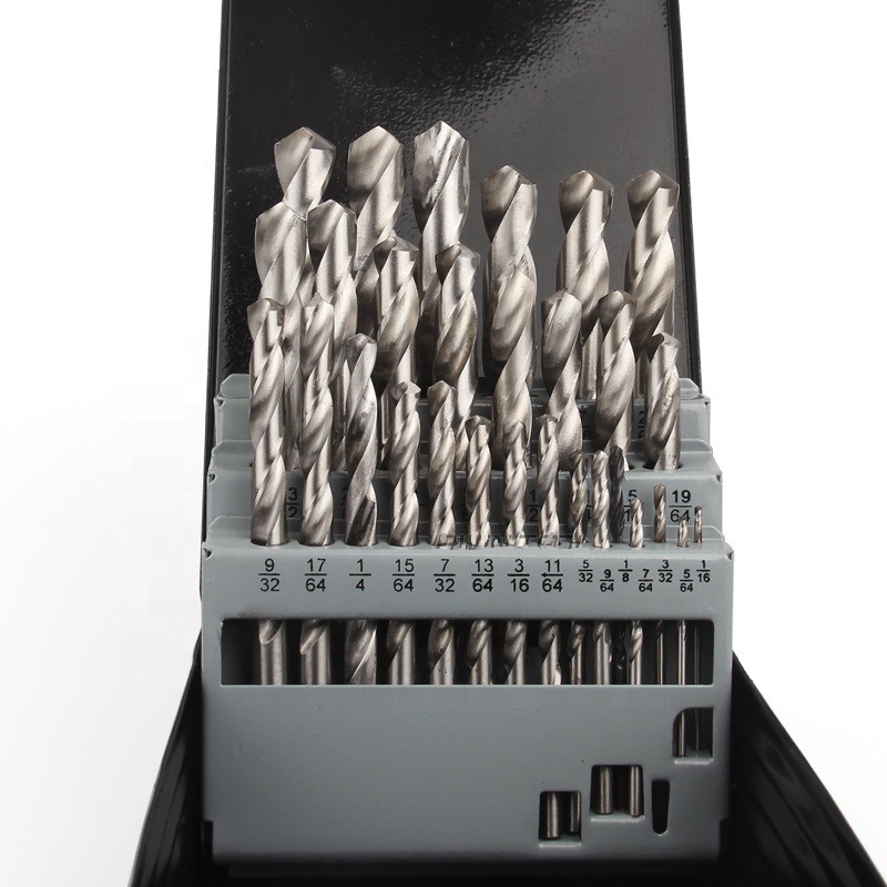 29PCS HSS Drills Fully Ground Bright White HSS Twist Drill Bits Set with Plastic Box (SED-DBS29-1)