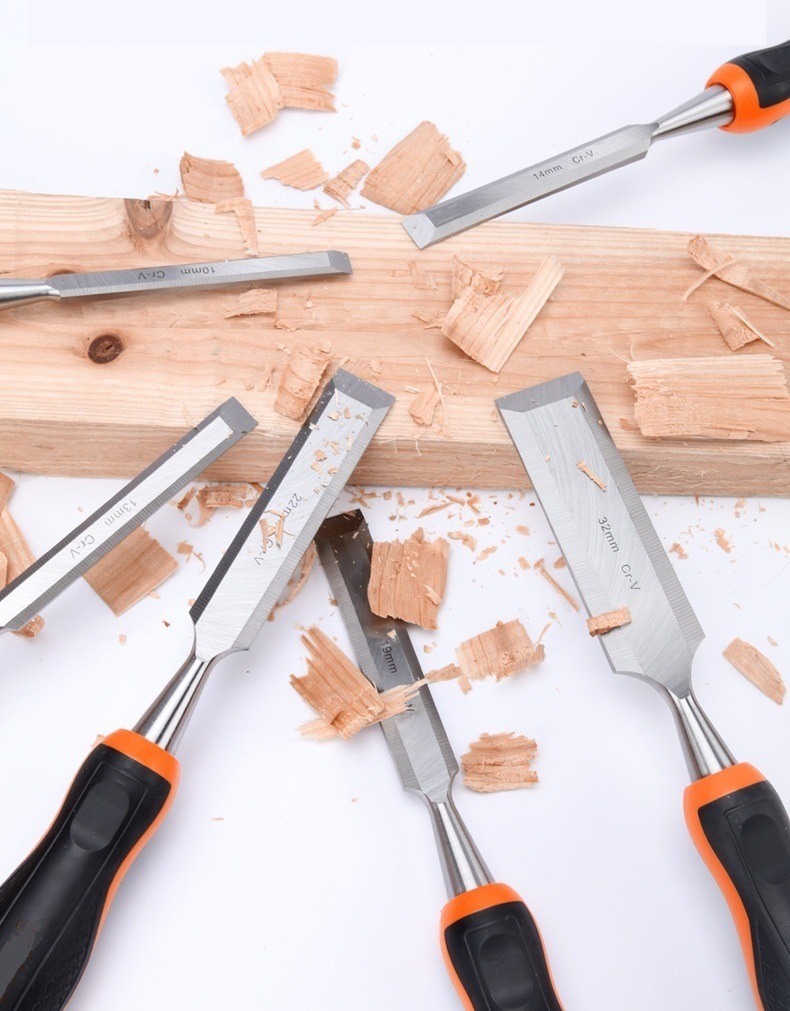 High Quality Hand Tools TPR Handle Wood Carving Chisels Wood Flat Chisels (SED-FC-TH)