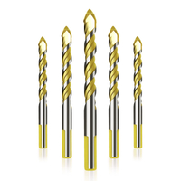 5PCS Carbide Tip Multifunction Drill Bits Set with Gold Flute Coating for Drilling Stone, Steel, Glass, Concrete, Wood, Plastic, Brick and Tiles (SED-MTD-S5G)