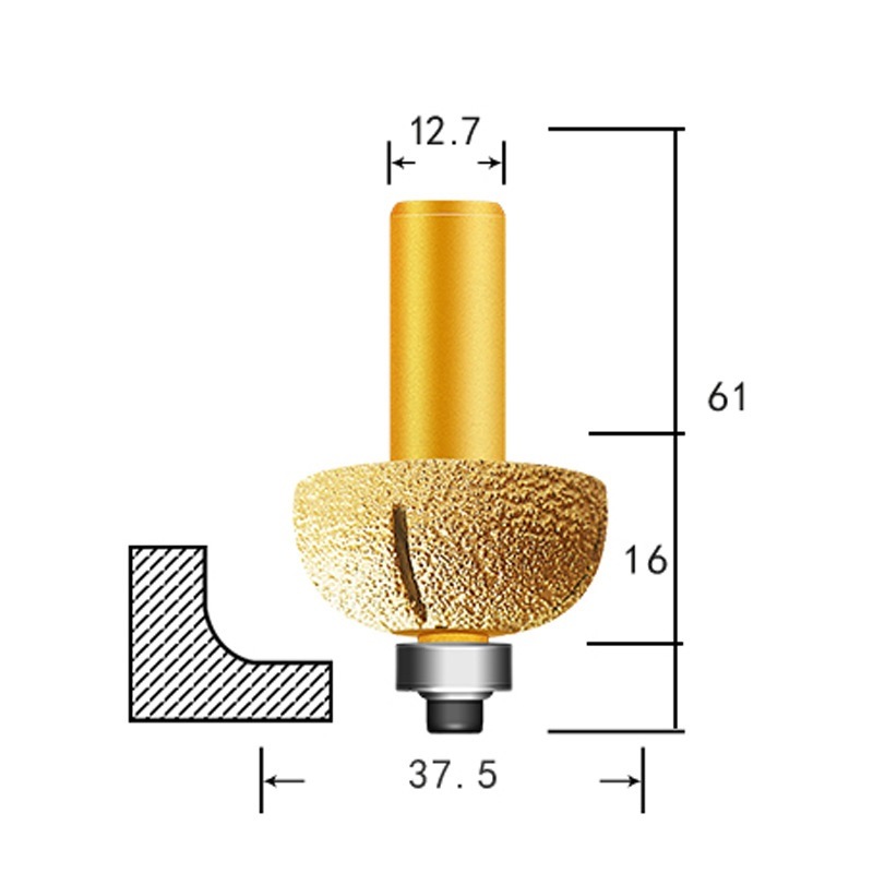 Vacuum Brazed Engraving Grinding Wheels Diamond Profile Wheel with Round End for Stone (SED-PW-VBR)