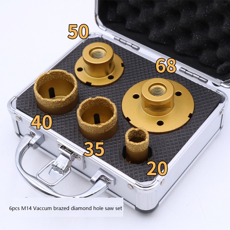6PCS M14 vacuum Brazed Diamond Hole Saw Set in Box for Marble, Granite, Glass and Tiles etc (SED-DHS-VBS6)