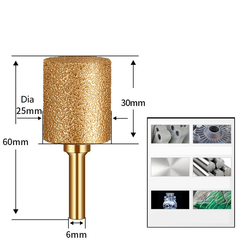 Cylinder Type Vacuum Brazed Diamond Mounted Points Diamond Burr Gold Coating (SED-MPVB-CG)