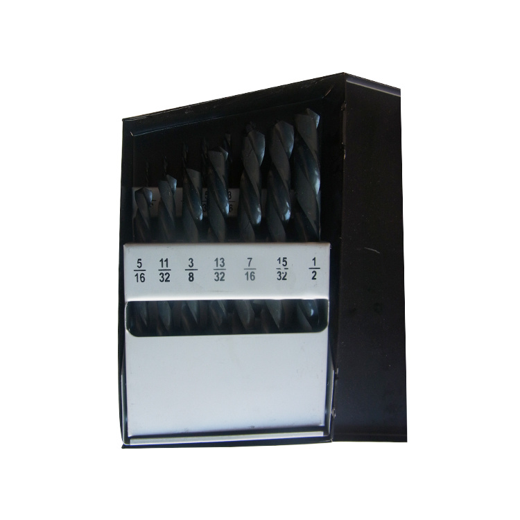 15PCS Inch Black Oxide Fully Ground HSS Twist Drill Bit Set for Metal Stainless Steel Aluminium Drilling in Metal Box (SED-DBS15-2)