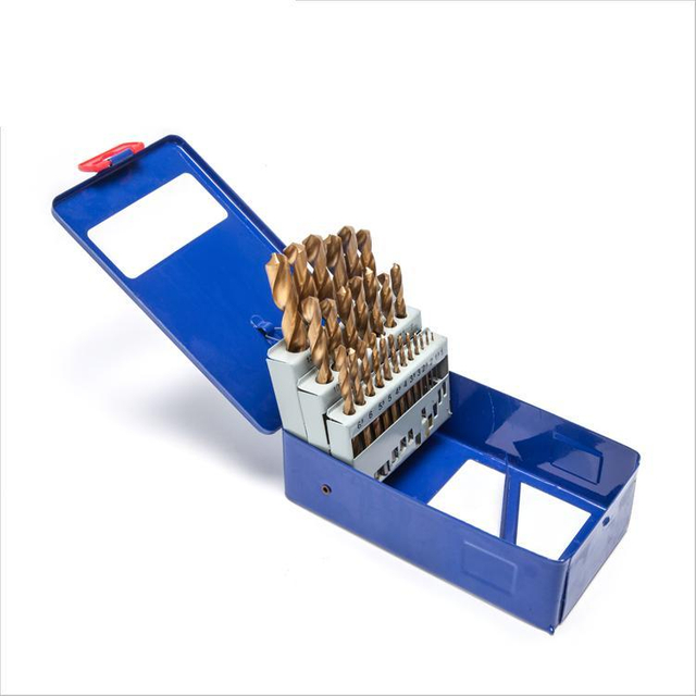 29PCS HSS Jobber Drills Set Inch Fully Ground Tin-Coated Finish HSS Twist Drill Bit Set in Plastic Box (SED-DBS29-4)