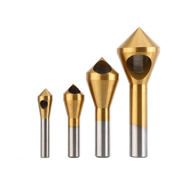 4PCS Cylindrical Shank 90 Degree 0 Flute HSS Countersink Deburring Bit Set for Metal Drilling (SED-CS4)
