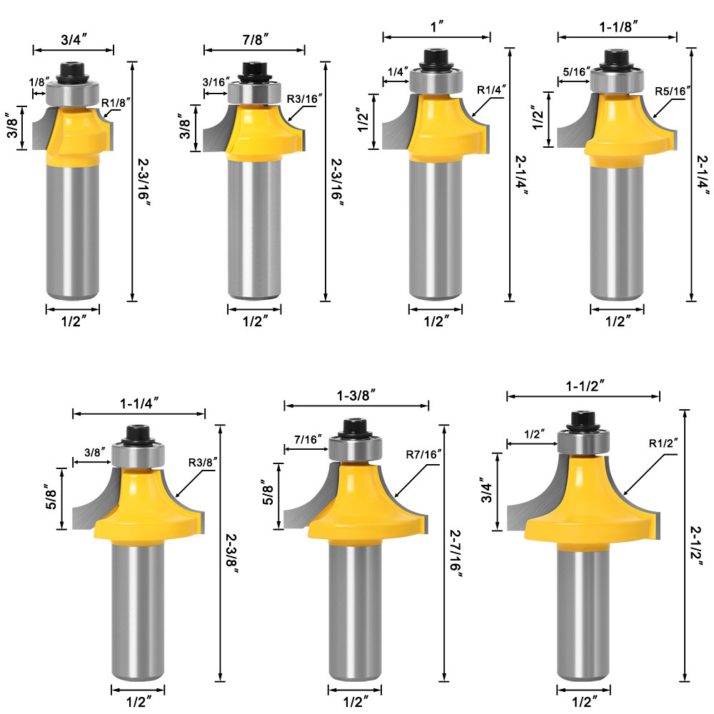Round Edge Woodworking Flush Trim Bits Wood Router Bits Set Wood Hole Cutter (SED-FT-RE)