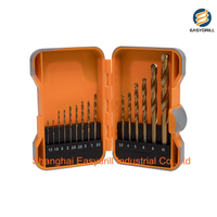15PCS HSS Jobber Drills Set Metric Titanium HSS Twist Drill Bits Set for Metal Stainless Steel Aluminium PVC Drilling in Plastic Box (SED-DBS15-1)