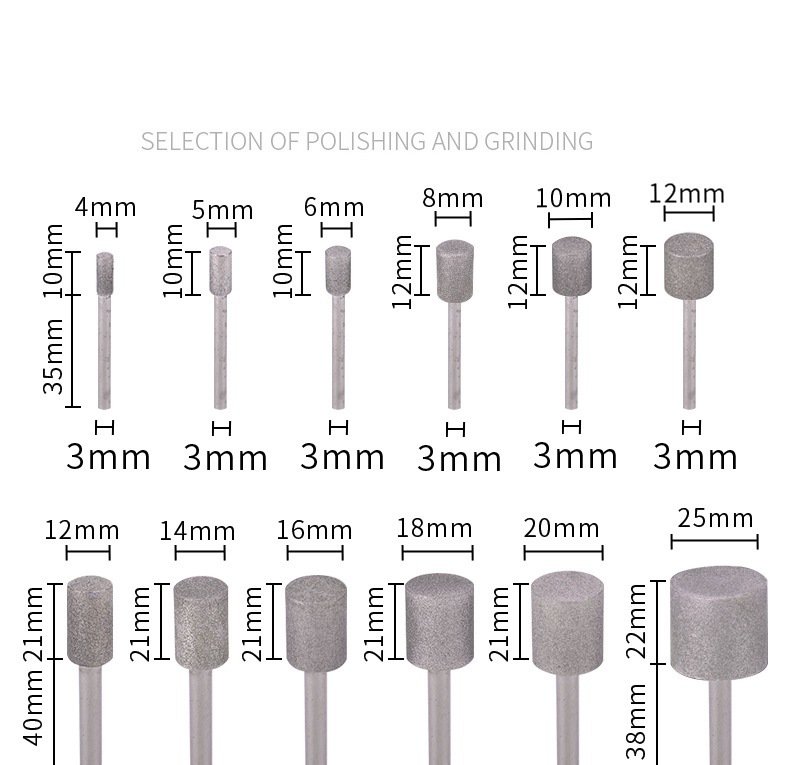 Cylinder Type Electroplated Diamond Burrs Diamond Mounted Points with Silver Coating (SED-MPE-CS)