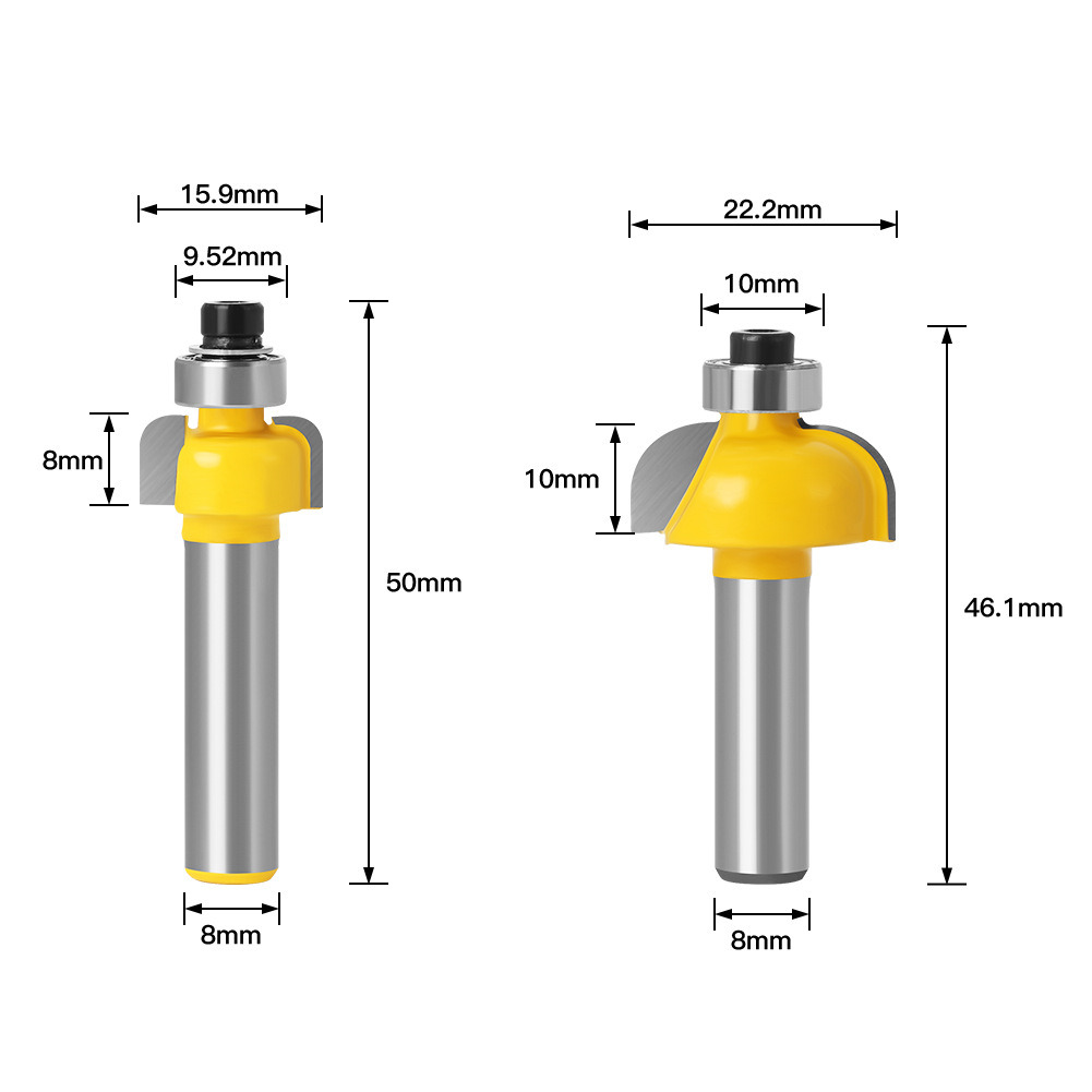 R Angle Round Bottom Wood Router Bits Set Wood Hole Cutter Woodworking Flush Trim Bits (SED-FT-RR)