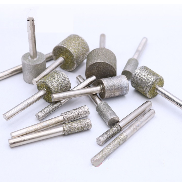 6PCS Cylinder Type Electroplated Diamond Mounted Points Diamond Burrs Set with Silver Coating (SED-MPES6)
