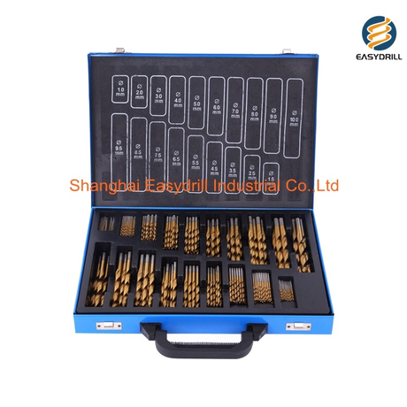 170PCS HSS Drills Set Metric DIN338 Titanium HSS Drill Bit Set for Metal Stainless Steel Aluminium PVC Iron Drilling in Metal Box (SED-DBS170)