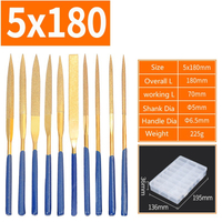 10PCS 5*180mm Diamond Tools Tin-Coated Diamond Needle Files Set in Box (SED-NFS10-TC5)