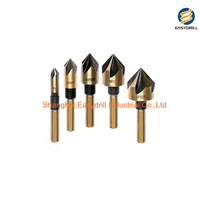 5PCS Tri-Flat Shank 82 Degree 5 Flutes HSS Countersink Drill Bit Set for Metal Deburring (SED-CS5F-5FS)