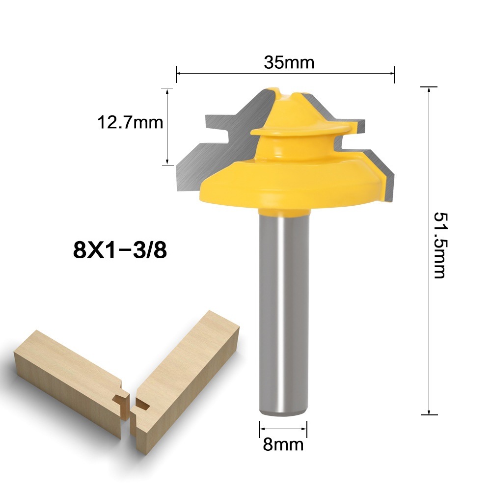 3 PCS Woodworking Tools Milling Cutter Wood Router Bits Set with 45angle 8mm Shank (SED-RBS3-8A)