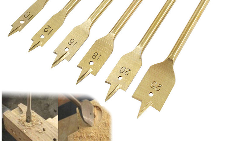 6PCS Tin-Coated Flat Drill Bits Wood Spade Drill Bits Set (SED-TSD6)