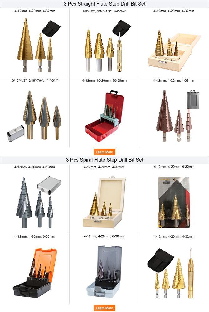 9PCS HSS Drills Set Inch Straight Flute Amber Color HSS Step Drill Bit Set for Multiple Hole Tube Sheet Drilling (SED-SD9-AS)