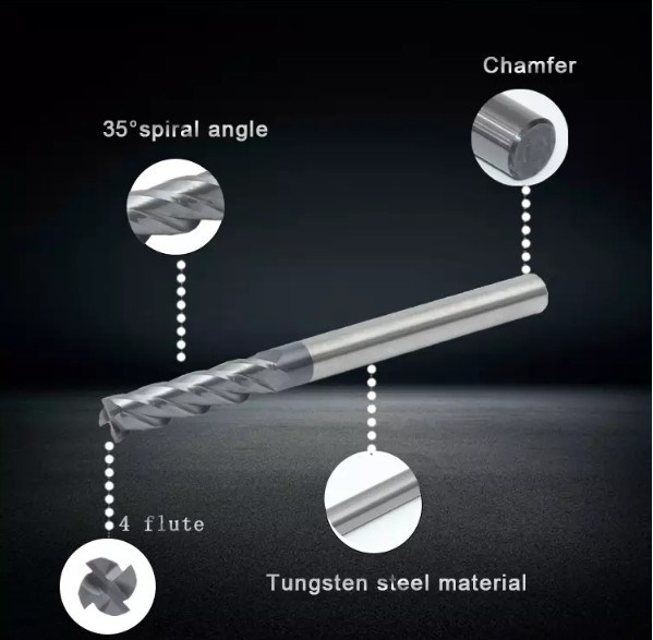 HRC 50 CNC Tungsten Carbide End Mill Machine Tool for Jewelry