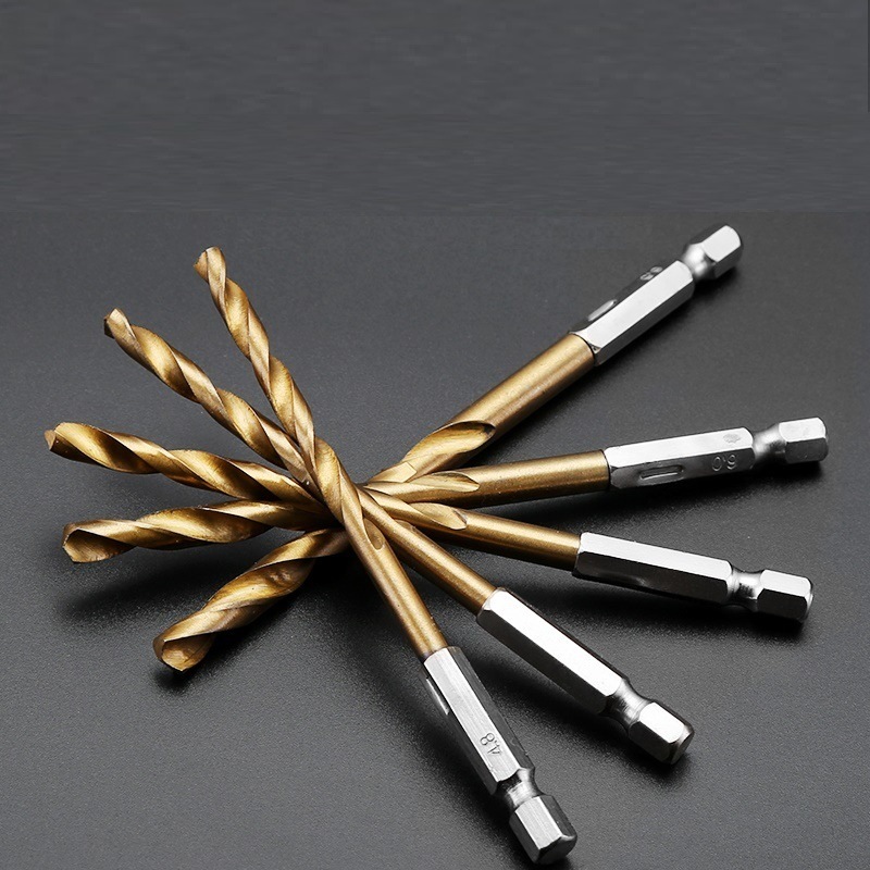 1/4 Inch Hex Shank HSS Jobber Drill Bit Titanium Coated Finish Hex Shank HSS Twist Drills (SED-HHS)