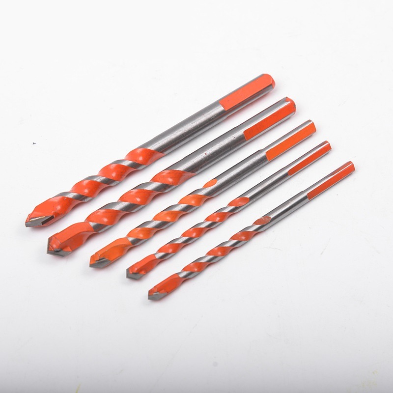 5PCS Drills Set Carbide Tip Multifunction Drill Bits Set with Red Flute Coating for Drilling Stone, Concrete, Wood, Plastic, Brick and Tiles (SED-MTD-S5R)