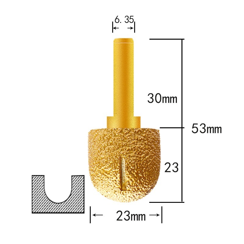 Vacuum Brazed Engraving Grinding Wheels Diamond Profile Wheel with Round End for Stone (SED-PW-VBR)