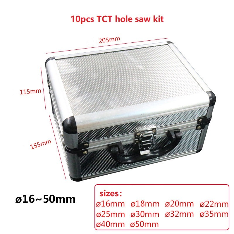 10PCS High Quality Tungsten Carbide Hole Cutter Tct Hole Saw Set in Box for Metal Cutting (SED-THS-S10)