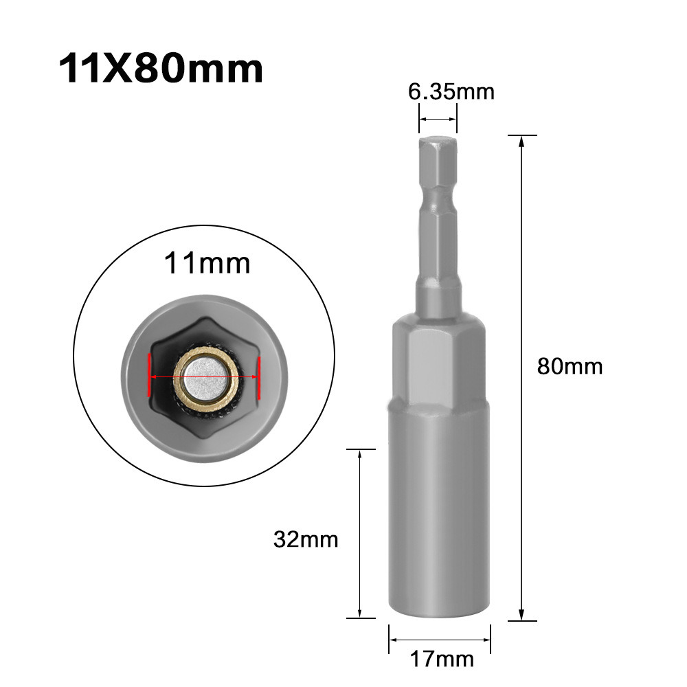 1/4" Hex Shank Pneumatic Socket Hexagonal Bit Nut Quick Socket Tool with Extra Long Length (SED-ST-ELH)