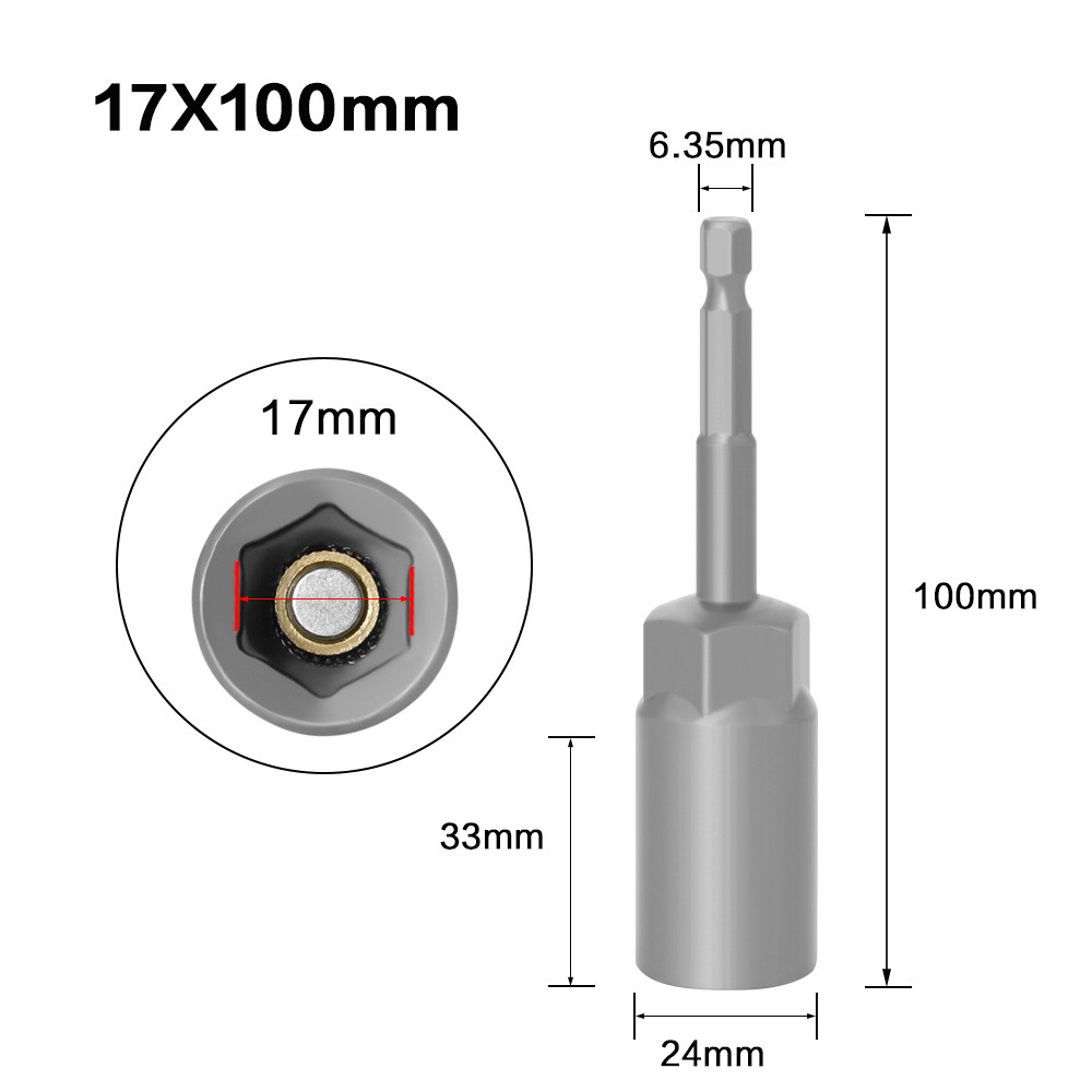 1/4" Hex Shank Pneumatic Socket Hexagonal Bit Nut Quick Socket Tool with Extra Long Length (SED-ST-ELH)