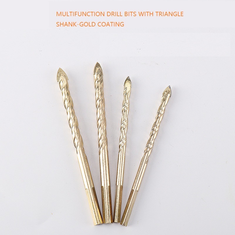 Carbide Tip Multifunction Twist Drill Bits with Straight Tip and Gold Coating for Drilling Stone, Glass, Concrete, Wood, Plastic, Brick and Tiles (SED-MTD-TSG)