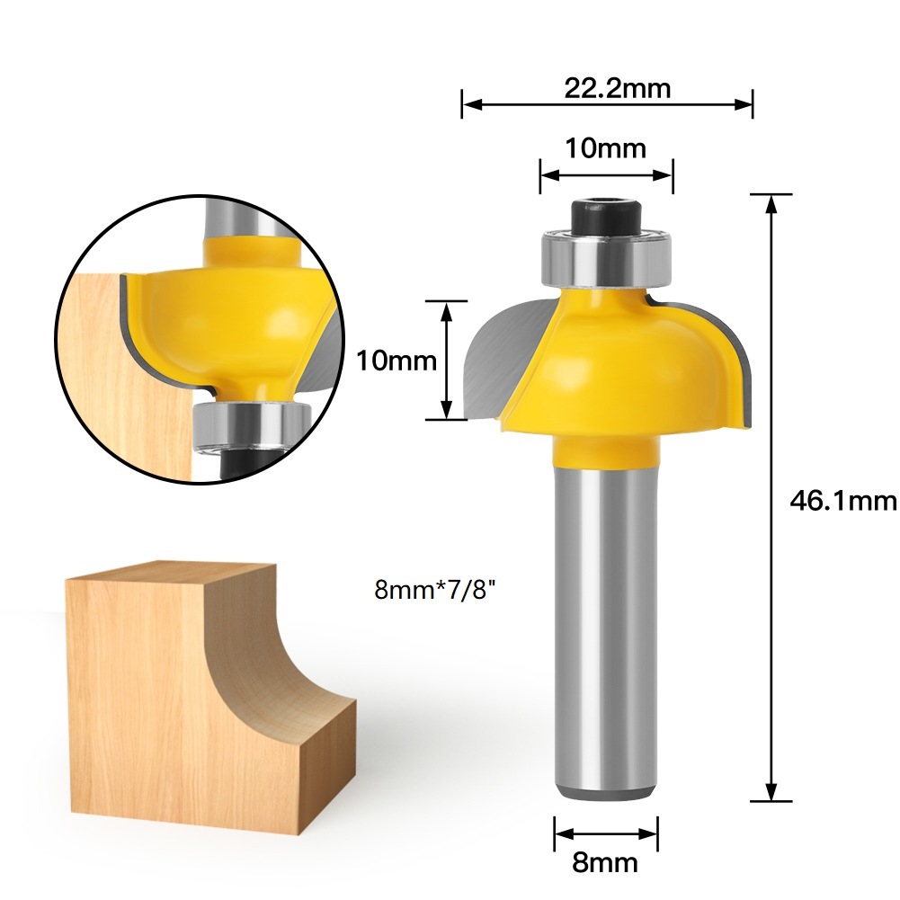 R Angle Round Bottom Wood Router Bits Set Wood Hole Cutter Woodworking Flush Trim Bits (SED-FT-RR)