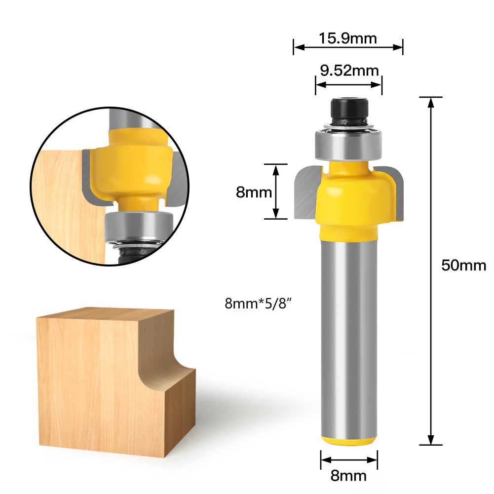 R Angle Round Bottom Wood Router Bits Set Wood Hole Cutter Woodworking Flush Trim Bits (SED-FT-RR)