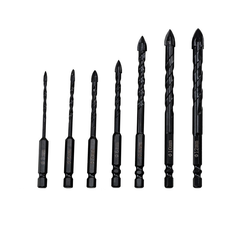 Hex Shank Carbide Cross Tips Twist Drill Bits with Tin-Coated for Cutting Glass (SED-GD-HCT)