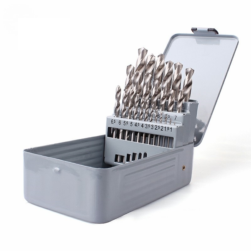 25PCS HSS Drills DIN338 Bright White HSS M2 HSS Twist Drill Bits Set with Metal Box (SED-DBS25-1)