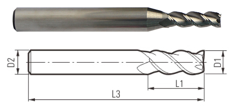 HRC 45 3 Flutes CNC Carbide Aluminum Face End Mill Milling Cutter