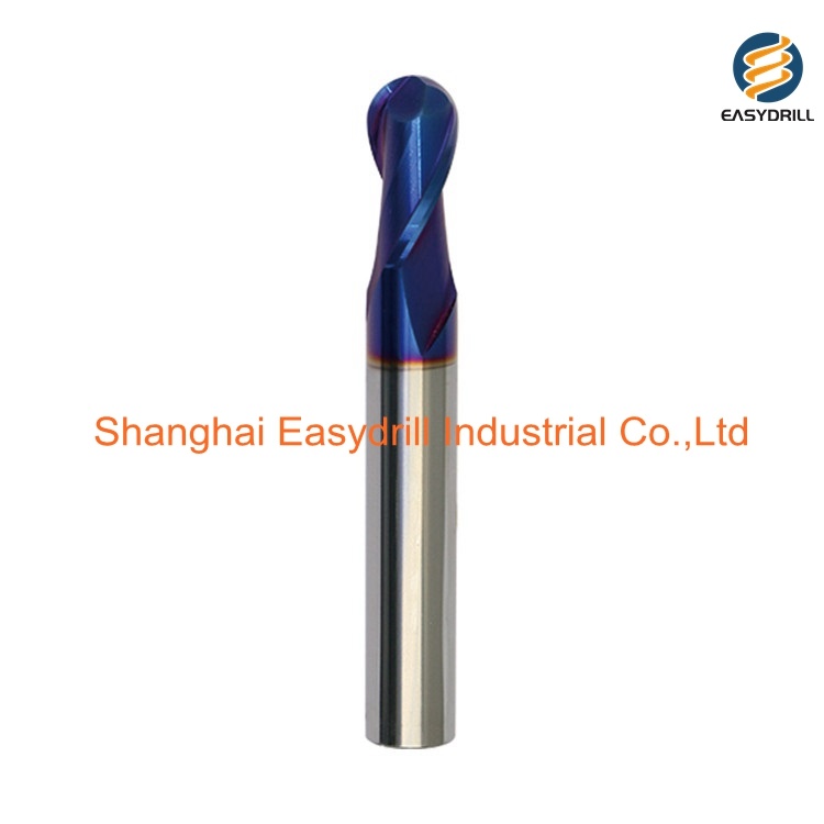 HRC65 Tunsten Carbide Milling Cutter Nano Blue Coating Ball Nose End Mill for Stainless Steel