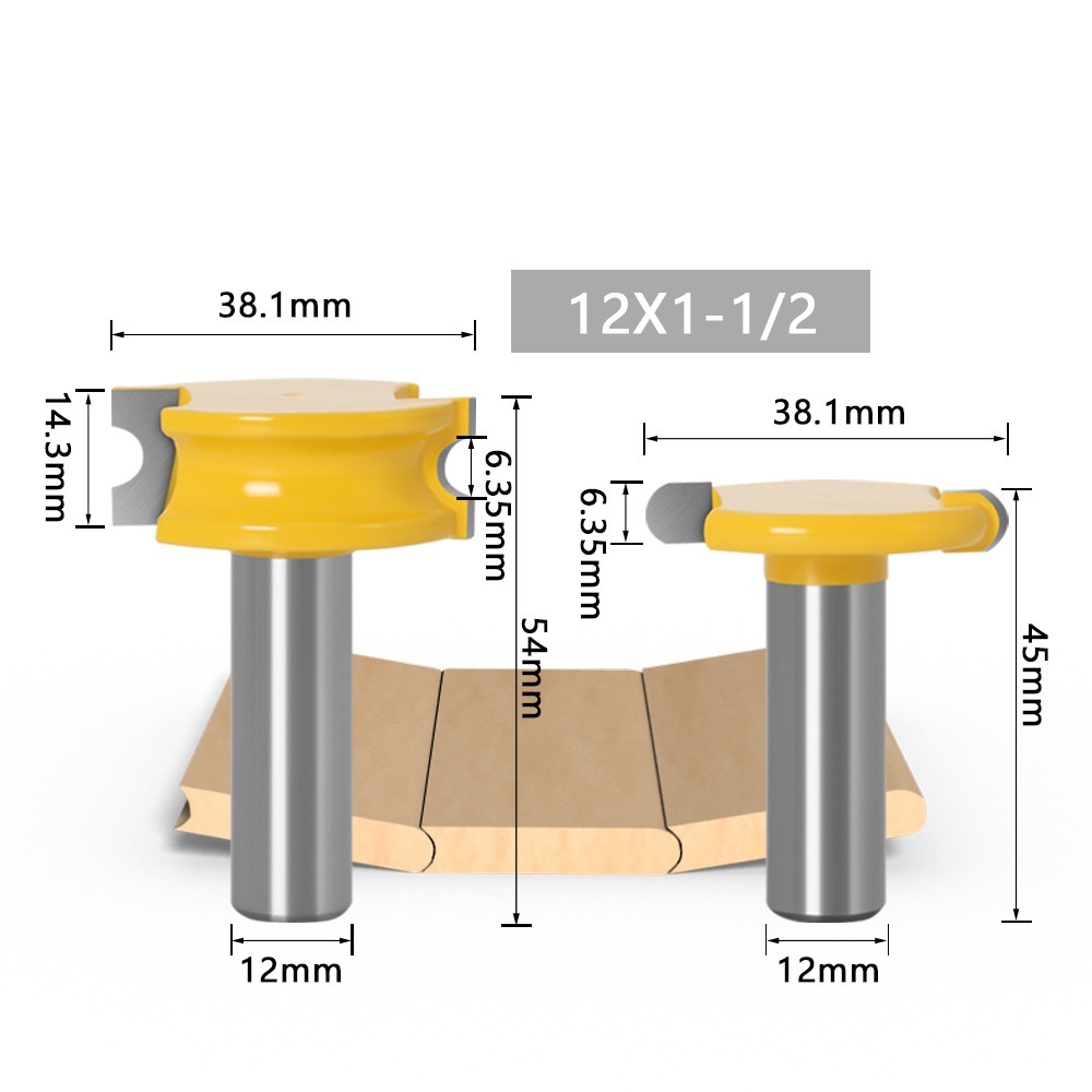 2PCS Arc Woodworking Tool Milling Cutter Wood Router Bits Set (SED-RB-S2A)