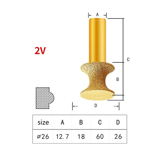 Vacuum Brazed Engraving Grinding Wheels Diamond Profile Wheel with Half Round Shape for Stone (SED-PW-VBHR)