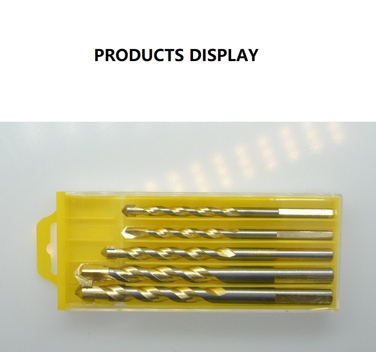 5PCS Carbide Tip Multifunction Drill Bits Set with Gold Flute Coating for Drilling Stone, Steel, Glass, Concrete, Wood, Plastic, Brick and Tiles (SED-MTD-S5G)