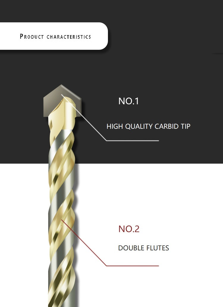 Carbide Tip Multifunction Twist Drill Bits for Concrete, Stone, Brick, Glass, Wood etc