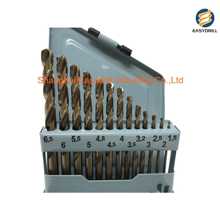 13PCS Inch Amber Fully Ground HSS Twist Drill Bit Set for Metal Stainless Steel Aluminium Hardened Iron Drilling in Metal Box (SED-DBS13-4)