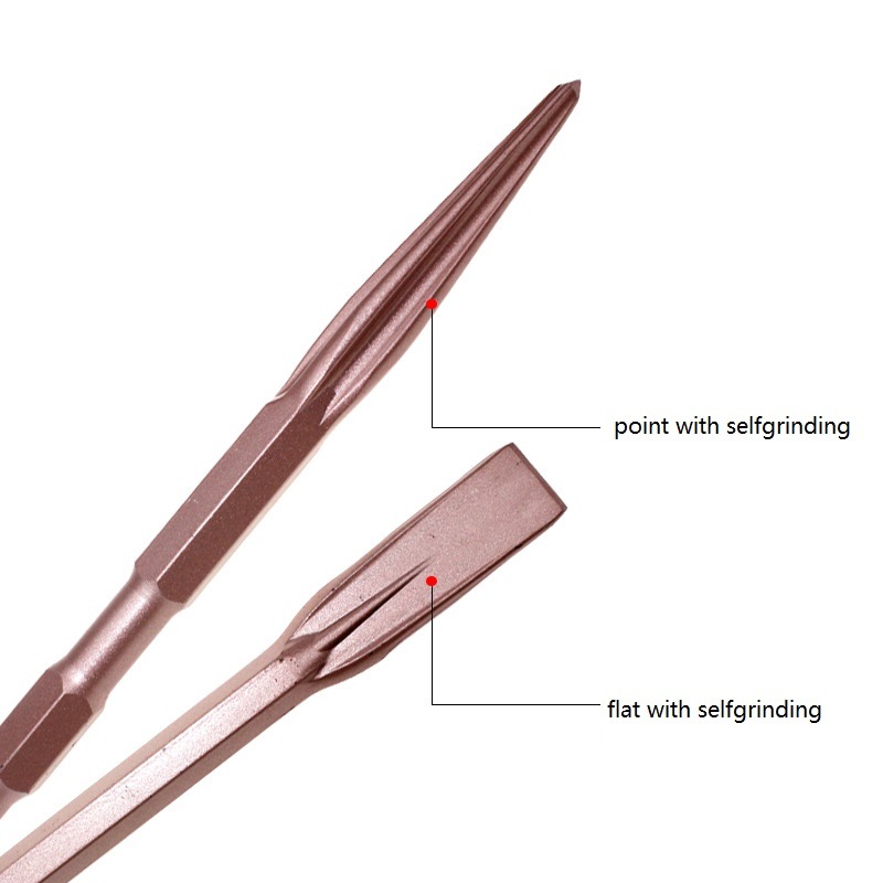 pH65A Selfgrinding Point Chisels with Gold Coating for Stone or Concrete (SED-PCS-GC65)