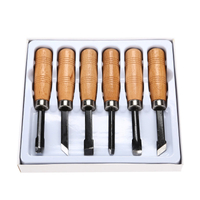 6PCS Hand Tools Wood Flat Chisels Wooden Handle Wood Carving Chisels Set in Box (SED-CCW-S6)