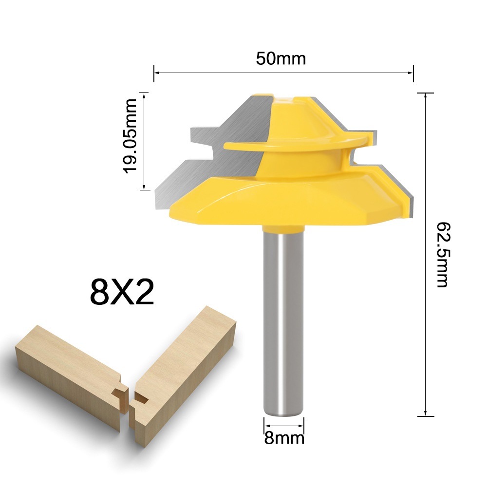 3 PCS Woodworking Tools Milling Cutter Wood Router Bits Set with 45angle 8mm Shank (SED-RBS3-8A)